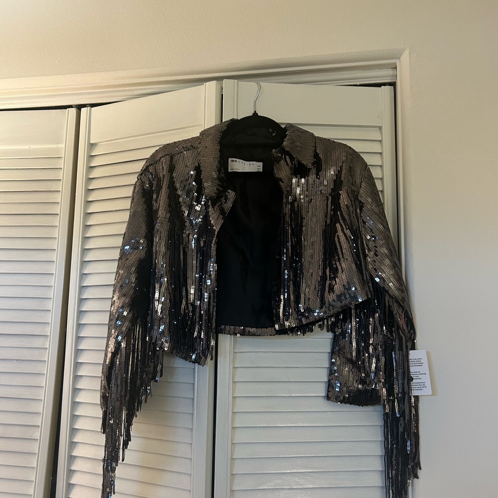 Silver Sequin Fringe Jacket